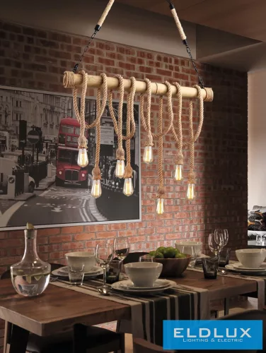 UNIVERSO Kender kötél csillár 8xE27 max. 240V ∅1000×1400mm fekete