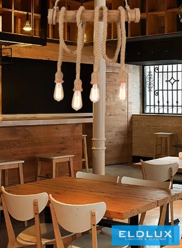 UNIVERSO Kender kötél csillár 4xE27 max. 240V 600×1240mm fekete