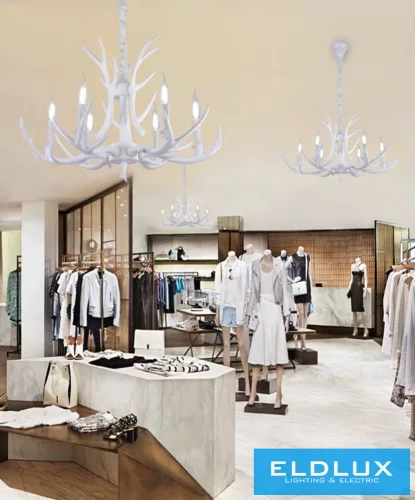 UNIVERSO Csillár 6 karos 6xE14 Max.40W D76x100cm fehér