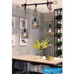   UNIVERSO Kender kötél csillár 5xE27 IP20 790x1200mm fekete