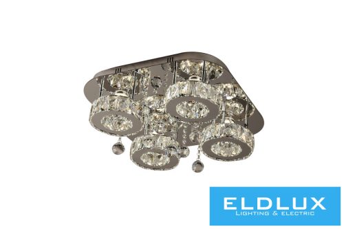 ELDLUX Kristály üveg mennyezeti lámpa 36w 2880lm CCT.T IP20 500x500x215mm Króm