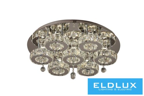 ELDLUX Kristály üveg mennyezeti lámpa 63w 5040lm CCT.T IP20 D700x215mm Króm