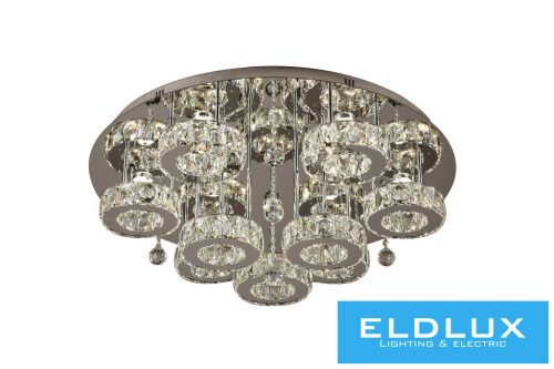 ELDLUX Kristály üveg mennyezeti lámpa 81w 6480lm CCT.T IP20 D700x295mm Króm