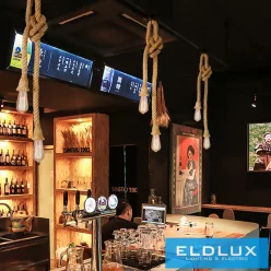   UNIVERSO Függeszték kender kötél 2xE27 max. 240V 60w 2 méter fekete