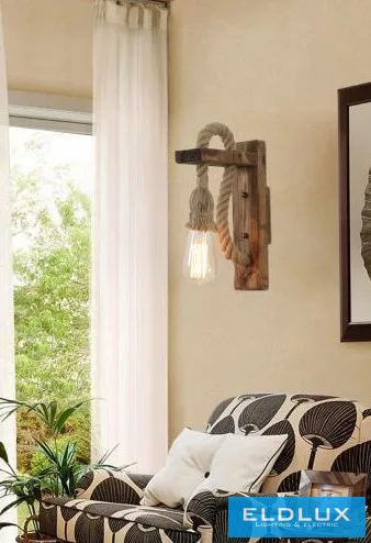 UNIVERSO Kender kötél fali lámpa 1xE27 IP20 180x320mm fekete