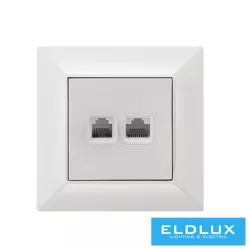 ELDGROUND RJ11 TEL + RJ45 Cat.5e UTP aljzat Fehér
