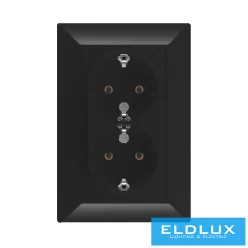 ELDGROUND Dupla 2P+F csatlakozóaljzat Fekete