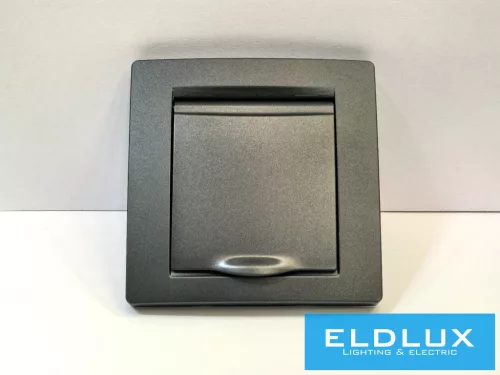 ELDGROUND 2P+F konnektor gyerekvédelemmel csapfedéllel Fekete IP44