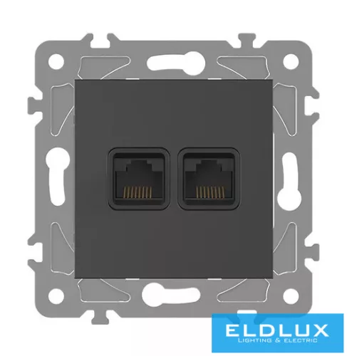 ELDGROUND 2×RJ45 Cat.6 UTP aljzat Fekete