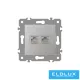 ELDGROUND 2×RJ45 Cat.5e UTP aljzat Ezüst