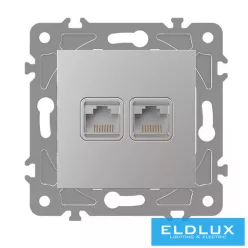 ELDGROUND 2×RJ45 Cat.6 UTP aljzat Ezüst