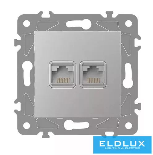 ELDGROUND 2×RJ45 Cat.6 UTP aljzat Ezüst