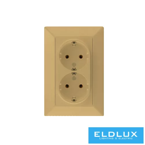 ELDGROUND Dupla 2P+F csatlakozóaljzat Arany