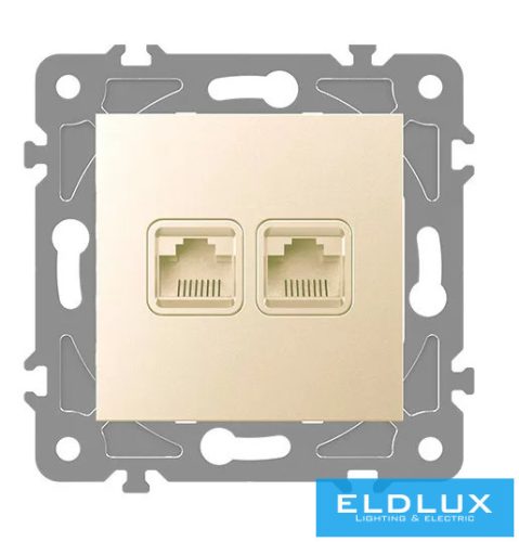 ELDLUX ELDGROUND 2×RJ45 Cat.6 UTP aljzat Arany