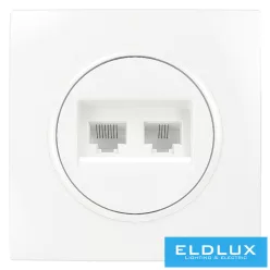 ELDELIN RJ11 TEL + RJ45 Cat.5e UTP aljzat Fehér
