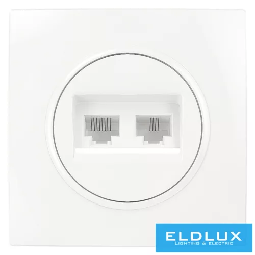 ELDELIN RJ11 TEL + RJ45 Cat.5e UTP aljzat Fehér