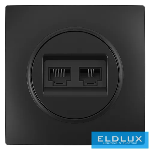 ELDELIN RJ11 TEL + RJ45 Cat.5e UTP aljzat Fekete