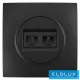 ELDELIN RJ11 TEL + RJ45 Cat.5e UTP aljzat Fekete