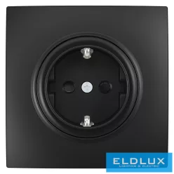 ELDELIN 2P+F konnektor gyerekvédelemmel Fekete Rugós