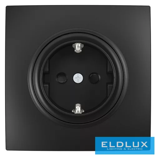ELDELIN 2P+F konnektor gyerekvédelemmel Fekete Rugós