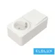 ELDIMPRESS Falon kívüli Egypólusú kapcsoló (101) + 2P+F konnektor gyerekvédelemmel Fehér IP20