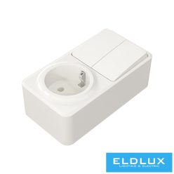   ELDLUX ELDIMPRESS falon kívüli Csillárkapcsoló kapcsoló (105) + 2P+F konnektor gyerekvédelemmel fehér IP20
