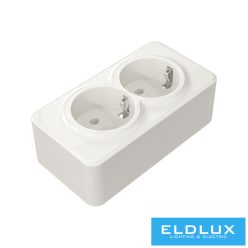   ELDLUX ELDIMPRESS falon kívüli Dupla 2P+F csatlakozóaljzat fehér IP20