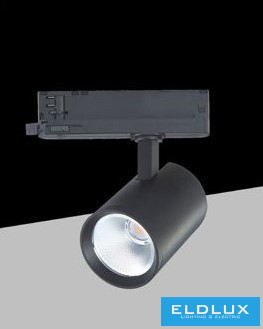 UNIVERSO Háromfázisú sínhez spotlámpa 30w 3250lm 3000k Ra90 38° IP20 Fekete D75x120mm 5év