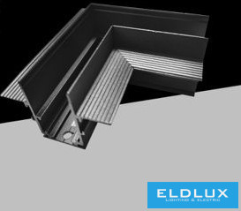 UNIVERSO Mágneses sülyesztett sínrendszerhez sarok elem DC:48V-os 100x62x47mm Fekete