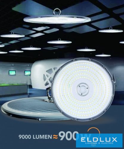 UNIVERSO Csarnok világítás 100w 9000lm 6500k D280x83mm IP65 fekete