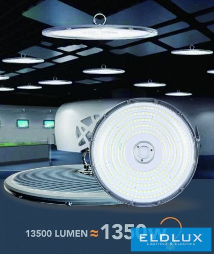 UNIVERSO Csarnok világítás 150w 13500lm 6500k D340x83mm IP65 fekete