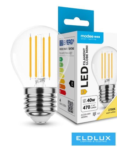 Modee LED Izzó Filament G.Mini G45 4W E27 360° 2700K (470 lumen) ERP