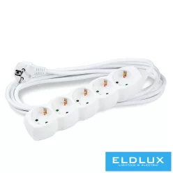   Technik elosztó 5 utas 3m kábellel 1.5mm2 rézkábel (fehér) 16A