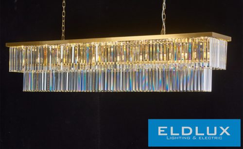 ELDLUX ELDICICLE kristály üveg csillár E14×24 L1800x340x380mm arany