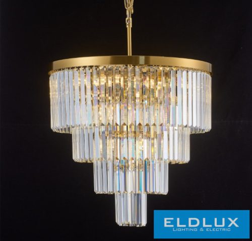 ELDLUX ELDICICLE kristály üveg csillár E14×14 D600x554mm arany