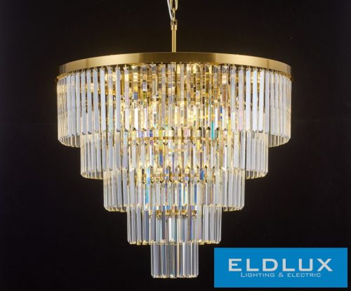 ELDLUX ELDICICLE kristály üveg csillár E14×18 D800x660mm arany