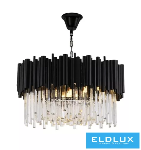 ELDLUX Kristály üveg csillár E14×6 D400x300x1200mm Fekete