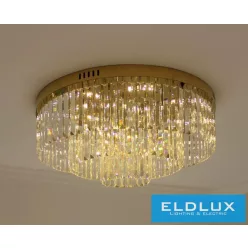   ELDLUX Kristály üveg mennyezeti lámpa E14×10 D600x350mm Arany