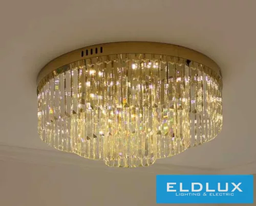 ELDLUX Kristály üveg mennyezeti lámpa E14×19 D800x350mm Arany