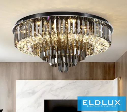 ELDLUX Kristály üveg mennyezeti lámpa E14×13 D580x350mm Fekete