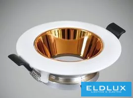 UNIVERSO Süllyesztett spot lámpatest GU10 Max.60w Fehér/Rosegold D90x35mm kivágás:D70mm