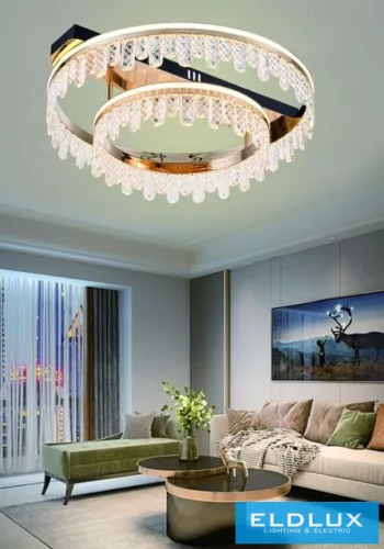 UNIVERSO Kristály üveg mennyezeti lámpa 72w 5760lm CCT rosegold D600x200mm