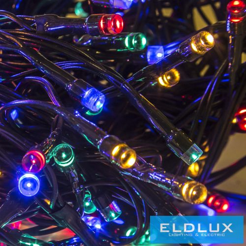 Napelemes 100 LED-es multicolor fényfüzér 10m