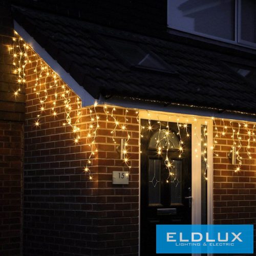 360 LED-es meleg fehér jégcsap izzósor adapterrel 7m (8 funkciós)