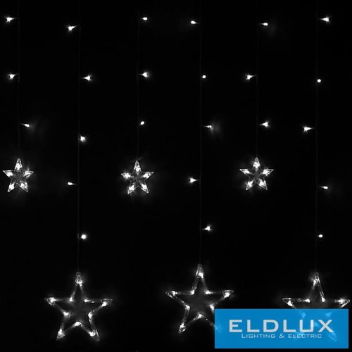 WISDOM fényfüzér hideg fényű 115LED 10db csillag 2x1m átlátszó kábellel Max Cs. 4db 8 fun. IP44