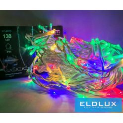   WISDOM fényfüggöny multi fényű 138LED 3m átlátszó kábellel 8 fun. IP44