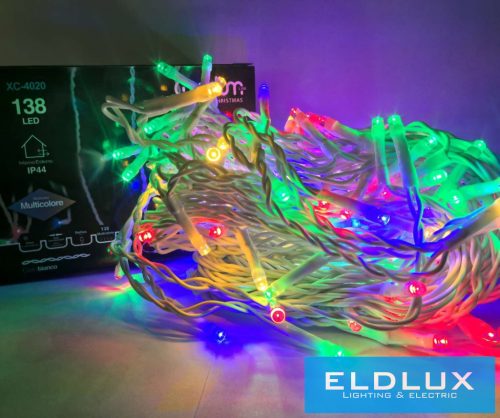 WISDOM fényfüggöny multi fényű 138LED 3m átlátszó kábellel 8 fun. IP44