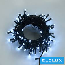 WISDOM fényfüzér hideg fényű 100LED 5m zöld kábellel 8 fun. IP44