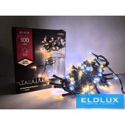   WISDOM fényfüzér meleg+hideg fényű 100LED 5m zöld kábellel 8 fun. IP44
