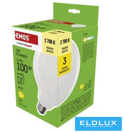 EMOS LED izzó Filament G125 E27 11W(100W) 1521lm Meleg fehér